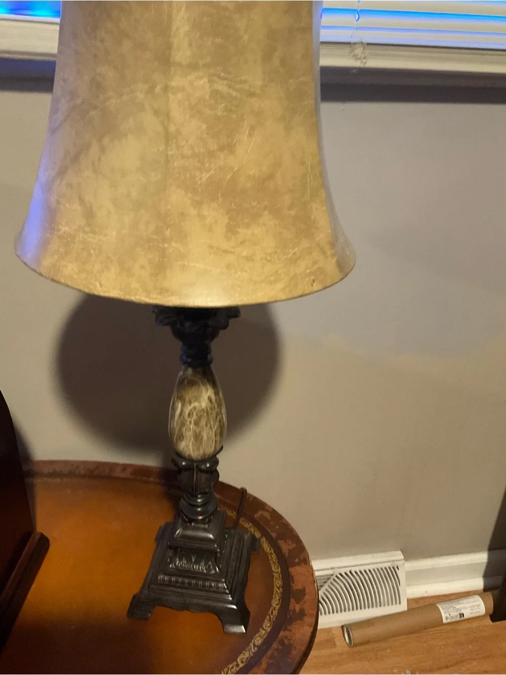Classic Marble Accent Table Lamp in Brown and Black